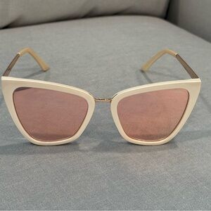Quay Ivory and Gold Mirrored Sunglasses